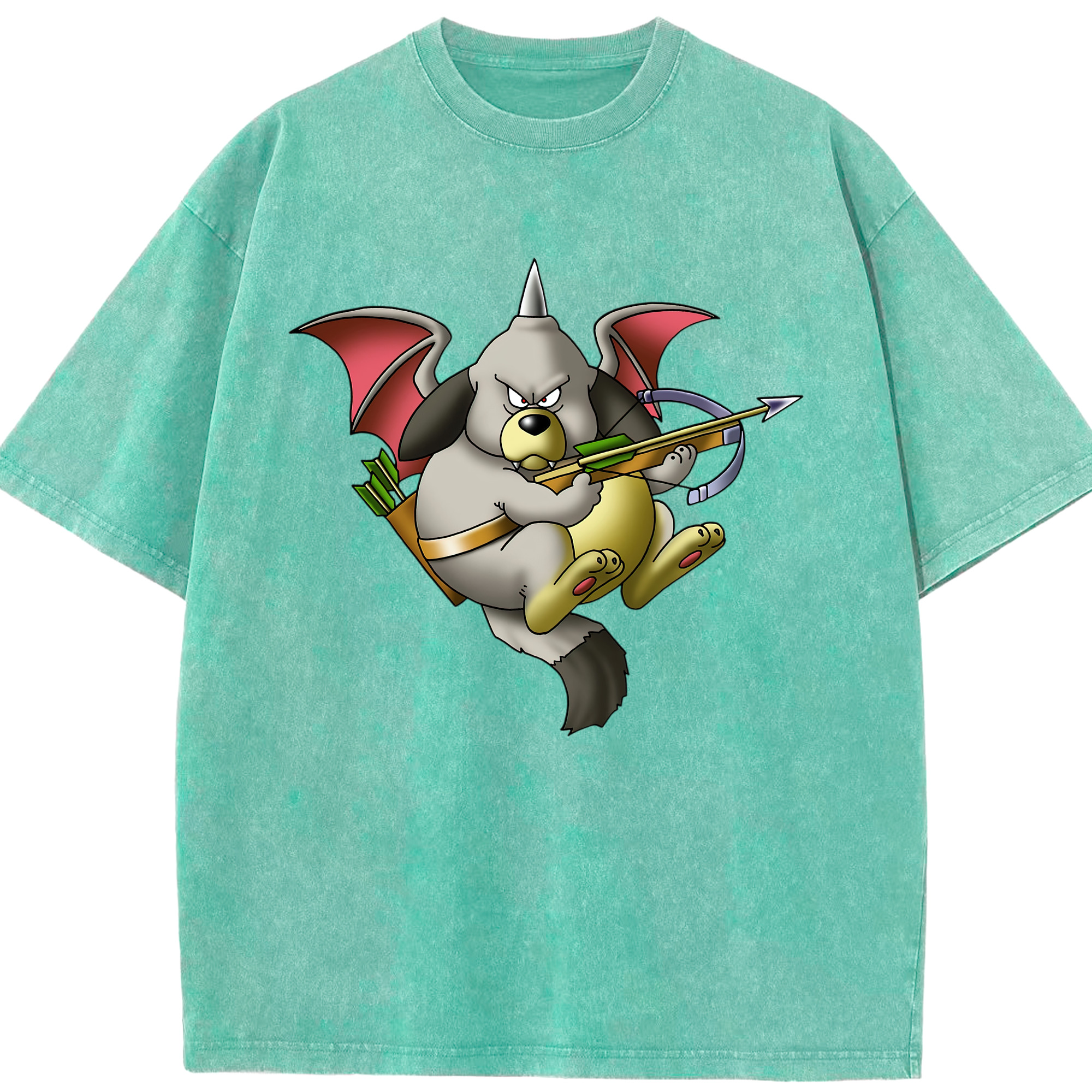 （画像用） ドラゴンクエスト Doragon Kuesuto Dragon Quest 綿100% ヴィンテージ風 半袖Tシャツ（フロントプリント）